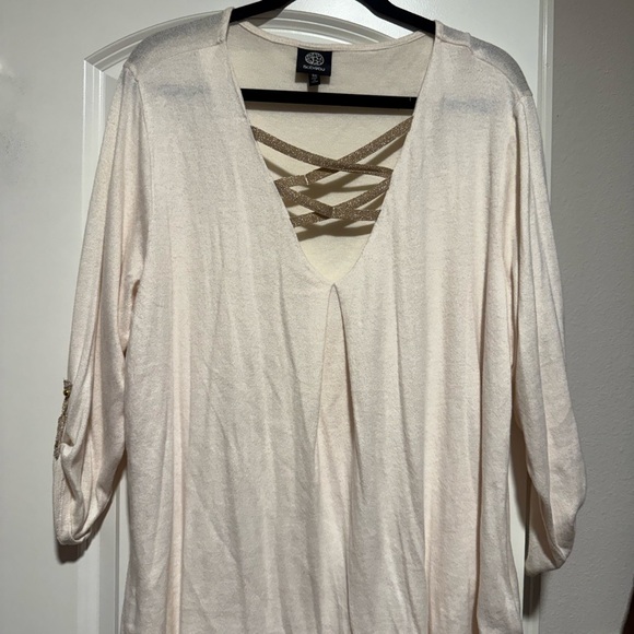 bobeau Tops - Bobeau Cream Blouse with Gold Details